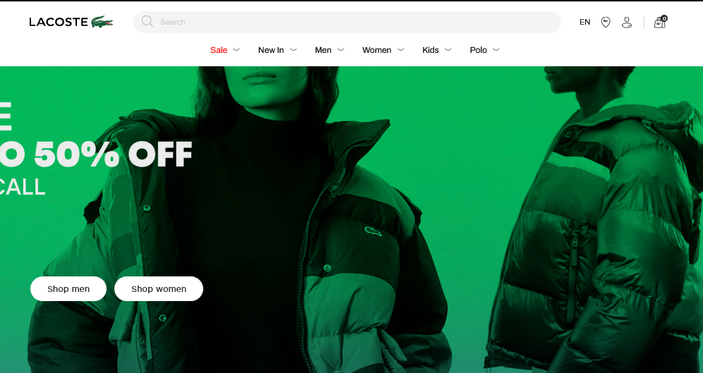Lacoste home page